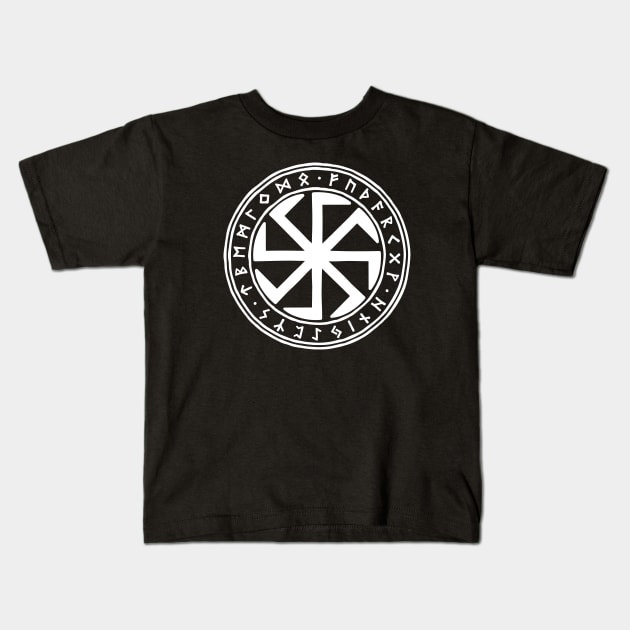 Svarog with runes Kids T-Shirt by SFPater